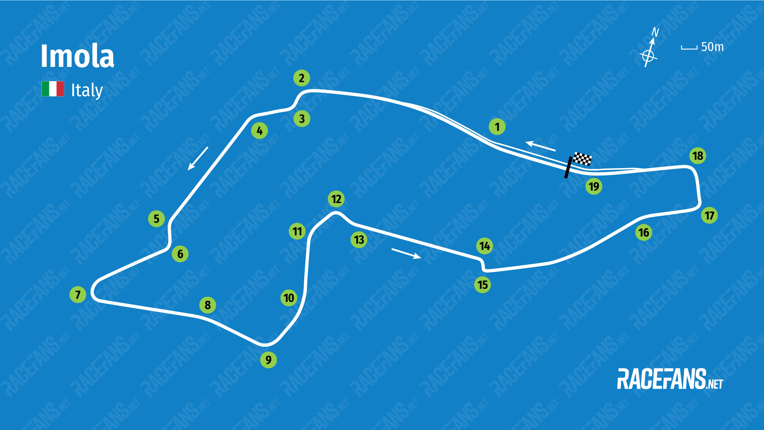 Imola circuit map, 2021