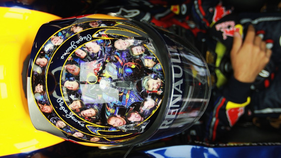 Sebastian Vettel helmet design, Red Bull, 2011 British Grand Prix