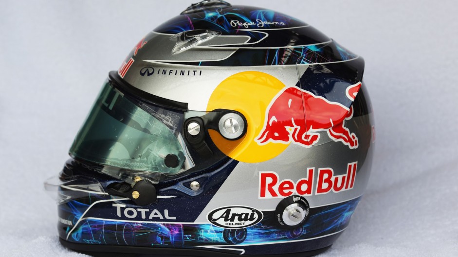 Sebastian Vettel helmet design, Red Bull, 2011 Belgian Grand Prix