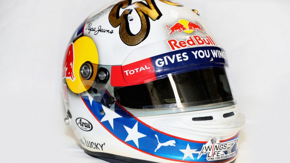 Daniel Ricciardo helmet, Red Bull, Circuit of the Americas, 2016