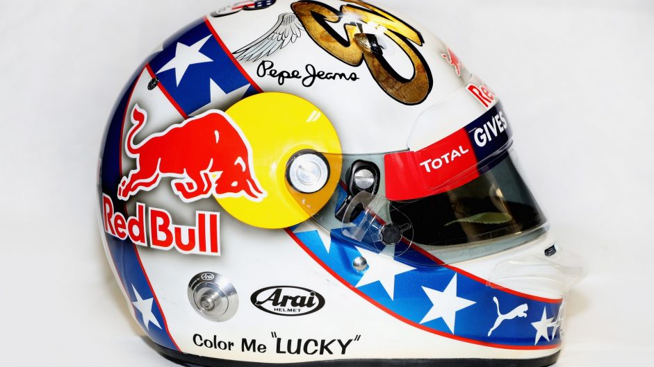 Daniel Ricciardo helmet, Red Bull, Circuit of the Americas, 2016