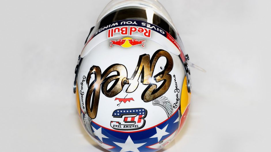 Daniel Ricciardo helmet, Red Bull, Circuit of the Americas, 2016