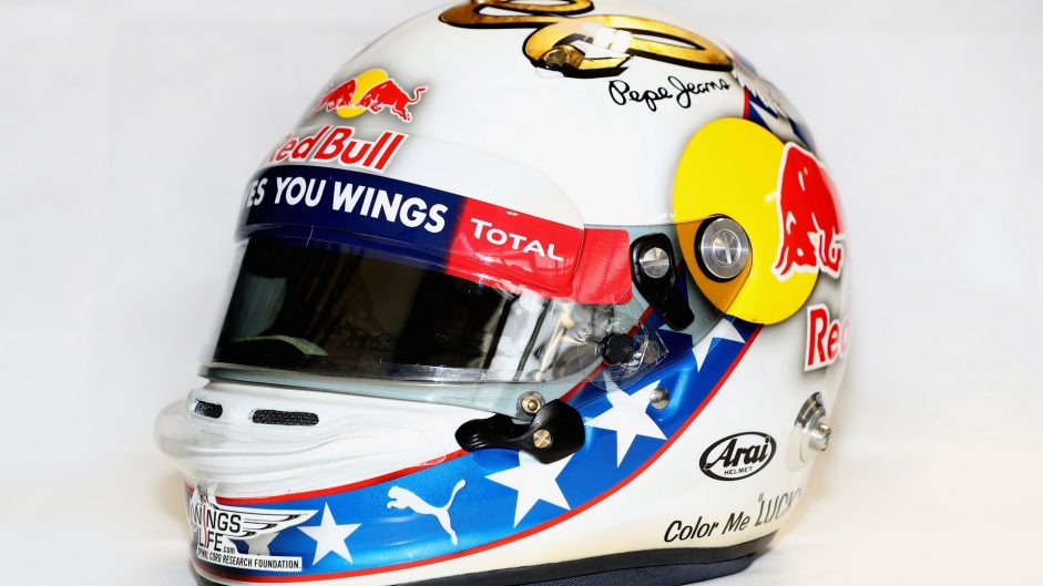 Daniel Ricciardo helmet, Red Bull, Circuit of the Americas, 2016