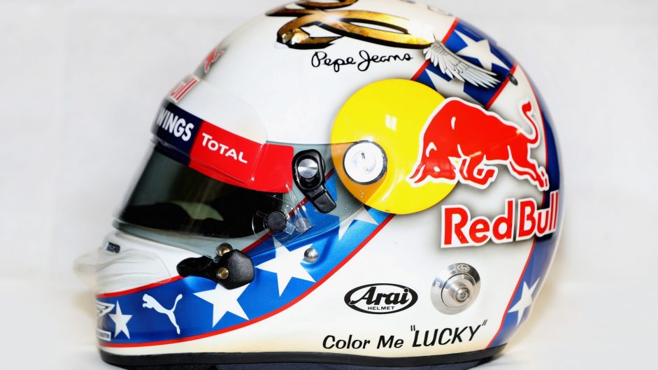 Daniel Ricciardo helmet, Red Bull, Circuit of the Americas, 2016