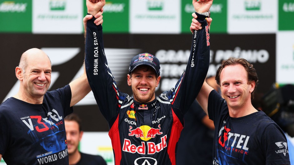 Adrian Newey, Sebastian Vettel, Christian Horner, Red Bull, Interlagos, 2012