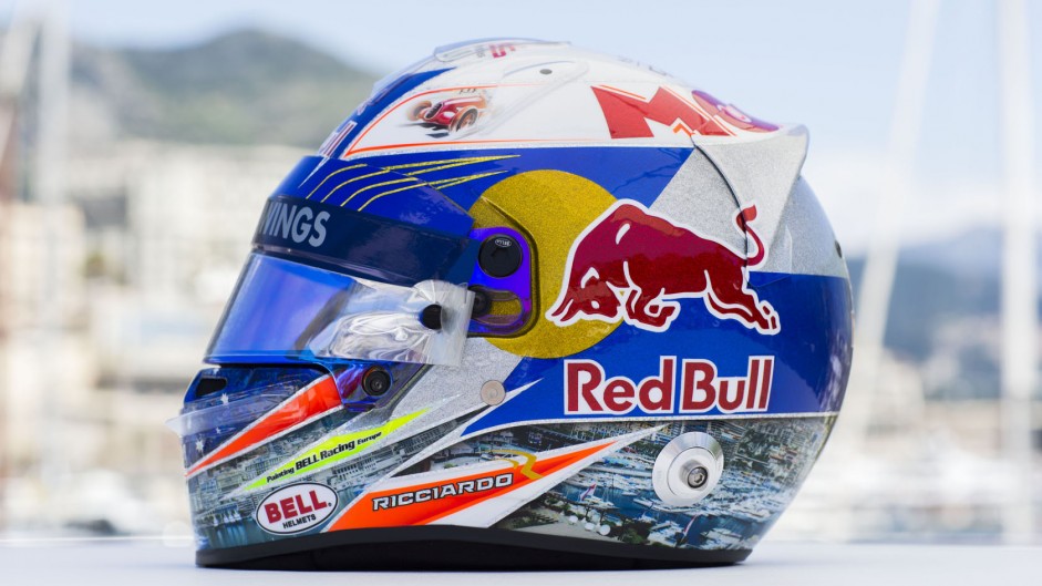 Daniel Ricciardo helmet, Toro Rosso, Monaco, 2013